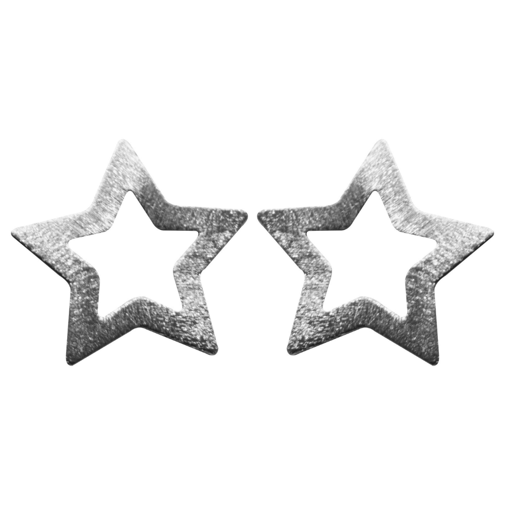 AROS FORMA DE ESTRELLAS SATINADAS ENCHAPADOS EN PLATA