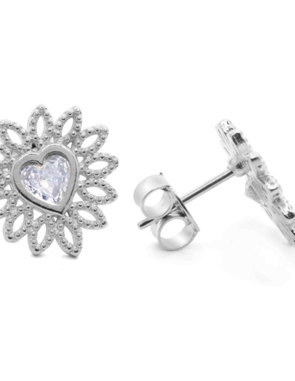 Aros Enchapados en Oro con Diseño de Corazón y Microcircones
