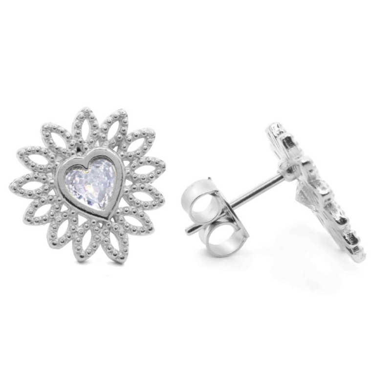 Aros Enchapados en Oro con Diseño de Corazón y Microcircones