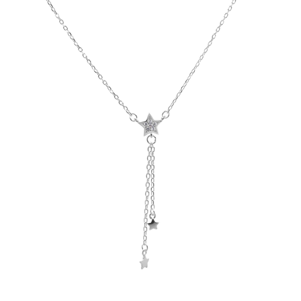 COLLAR CON ESTRELLAS Y CIRCONES DE PLATA