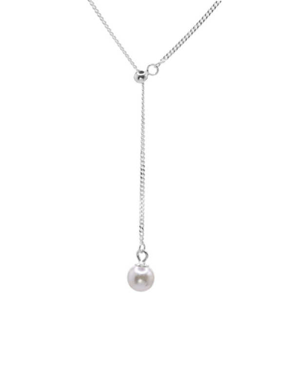 COLLAR DISEÑO EN V CON PERLA DE PLATA
