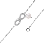 Pulsera de Plata 925 Infinito con Circones y Perla de Río