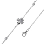 Pulsera de Plata 925 Placa de Trébol con Circones