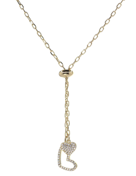 COLLAR ENCHAPADO EN ORO FIGURAS DE CORAZÓN CON CIRCONES