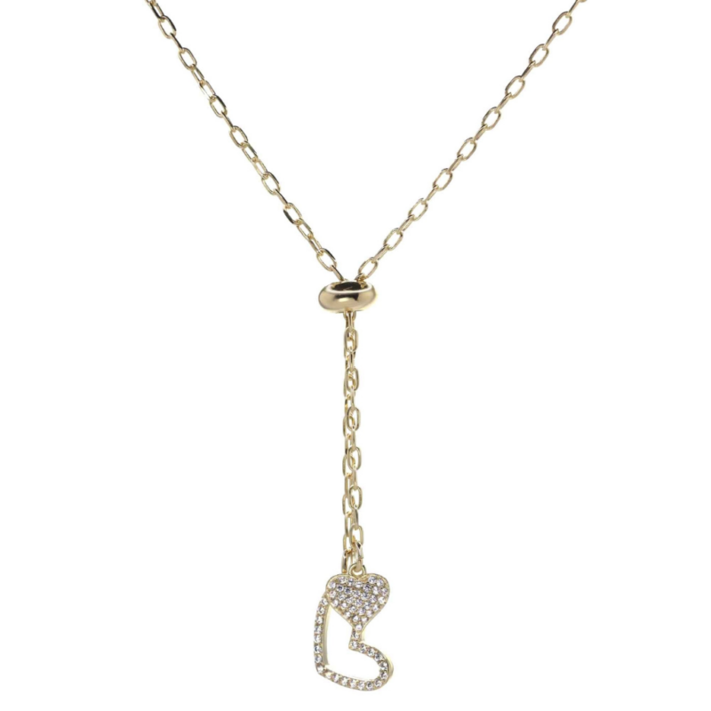 COLLAR ENCHAPADO EN ORO FIGURAS DE CORAZÓN CON CIRCONES