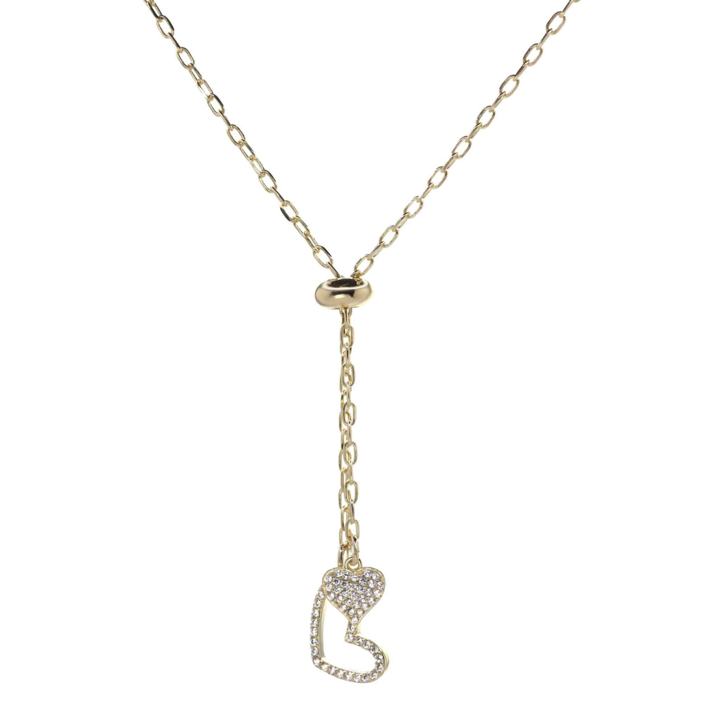 COLLAR ENCHAPADO EN ORO FIGURAS DE CORAZÓN CON CIRCONES